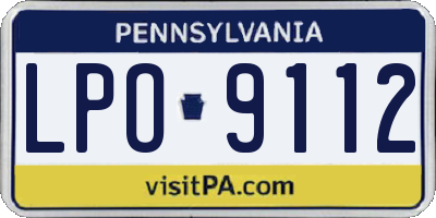 PA license plate LPO9112