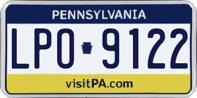 PA license plate LPO9122