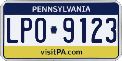 PA license plate LPO9123