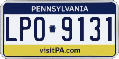 PA license plate LPO9131