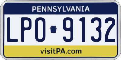 PA license plate LPO9132