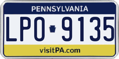 PA license plate LPO9135