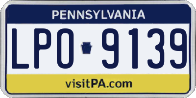 PA license plate LPO9139