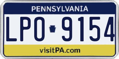 PA license plate LPO9154