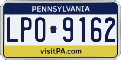 PA license plate LPO9162