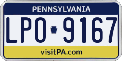 PA license plate LPO9167