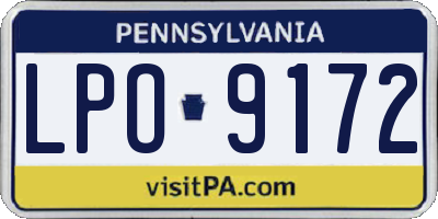 PA license plate LPO9172
