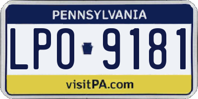 PA license plate LPO9181