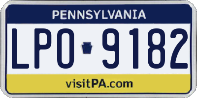 PA license plate LPO9182