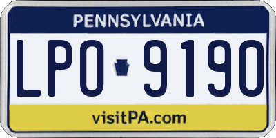 PA license plate LPO9190