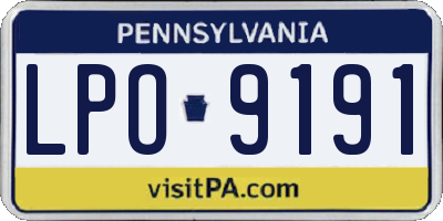 PA license plate LPO9191