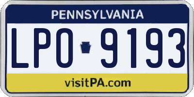 PA license plate LPO9193