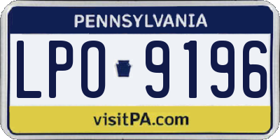 PA license plate LPO9196