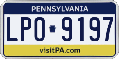 PA license plate LPO9197