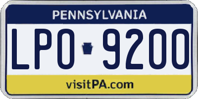 PA license plate LPO9200