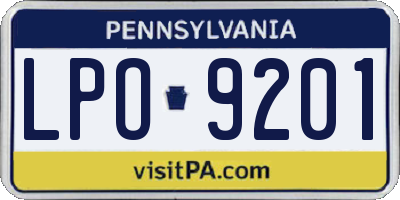 PA license plate LPO9201