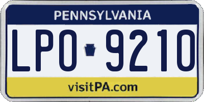 PA license plate LPO9210