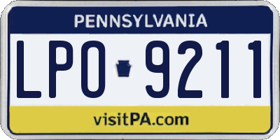 PA license plate LPO9211