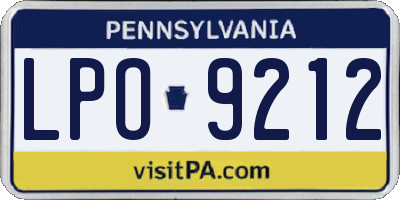 PA license plate LPO9212