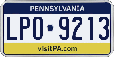 PA license plate LPO9213