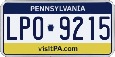 PA license plate LPO9215