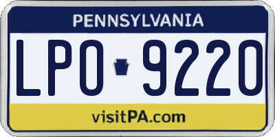 PA license plate LPO9220