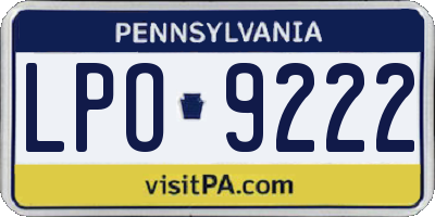 PA license plate LPO9222