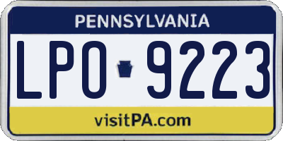 PA license plate LPO9223