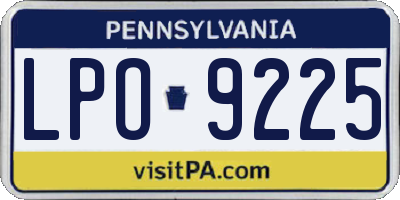 PA license plate LPO9225