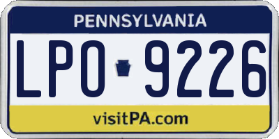 PA license plate LPO9226