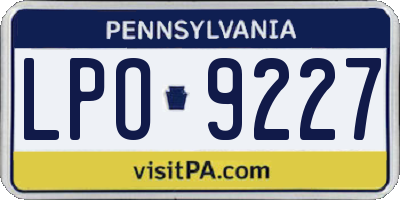 PA license plate LPO9227