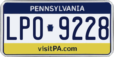 PA license plate LPO9228