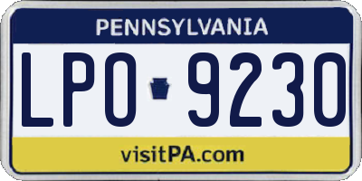 PA license plate LPO9230