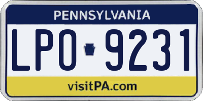 PA license plate LPO9231