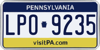 PA license plate LPO9235