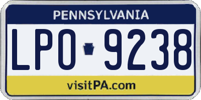 PA license plate LPO9238