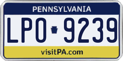 PA license plate LPO9239