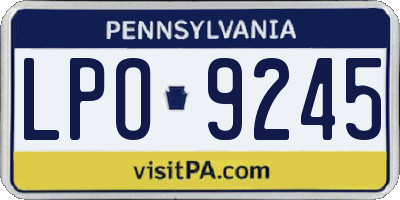 PA license plate LPO9245