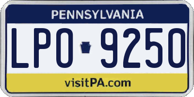 PA license plate LPO9250