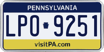 PA license plate LPO9251
