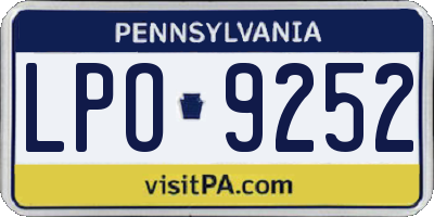 PA license plate LPO9252
