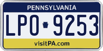 PA license plate LPO9253