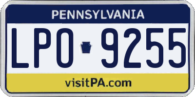 PA license plate LPO9255