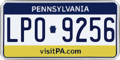 PA license plate LPO9256