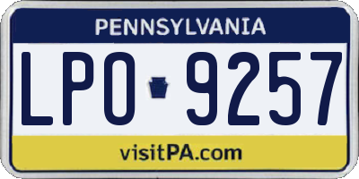 PA license plate LPO9257