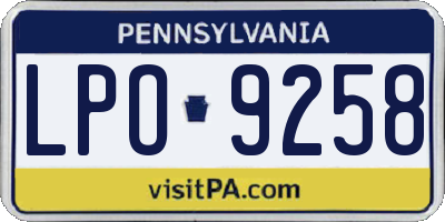 PA license plate LPO9258