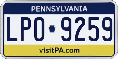 PA license plate LPO9259