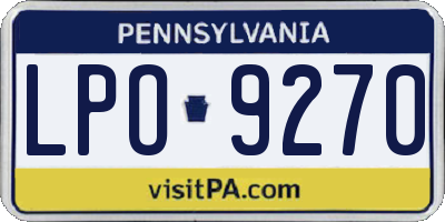 PA license plate LPO9270