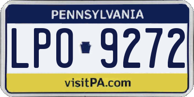 PA license plate LPO9272