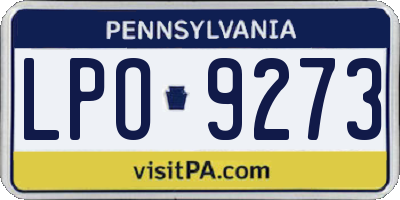 PA license plate LPO9273